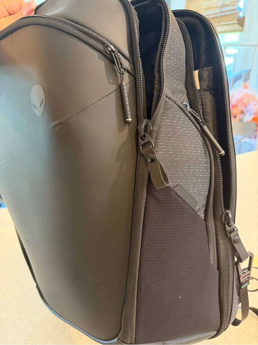 Alienware Black Men's Hard-Shell Tech Backpack